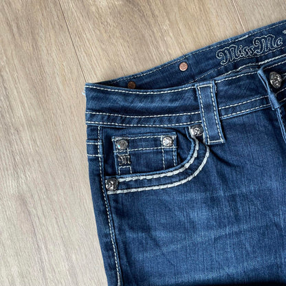 Miss Me Geometric Pocket Denim Shorts Y2K