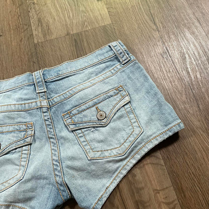 Y2K Low Waisted Blue Micro Denim Shorts