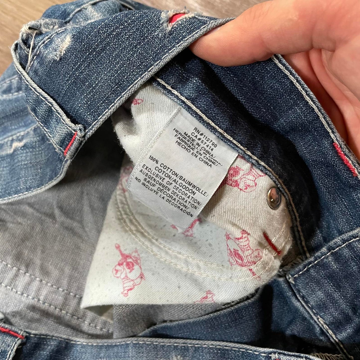 True Religion Blue Jeans Red Embroidered