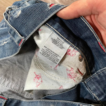 True Religion Blue Jeans Red Embroidered